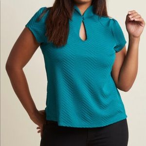 ModCloth Teal Keyhole Shirt